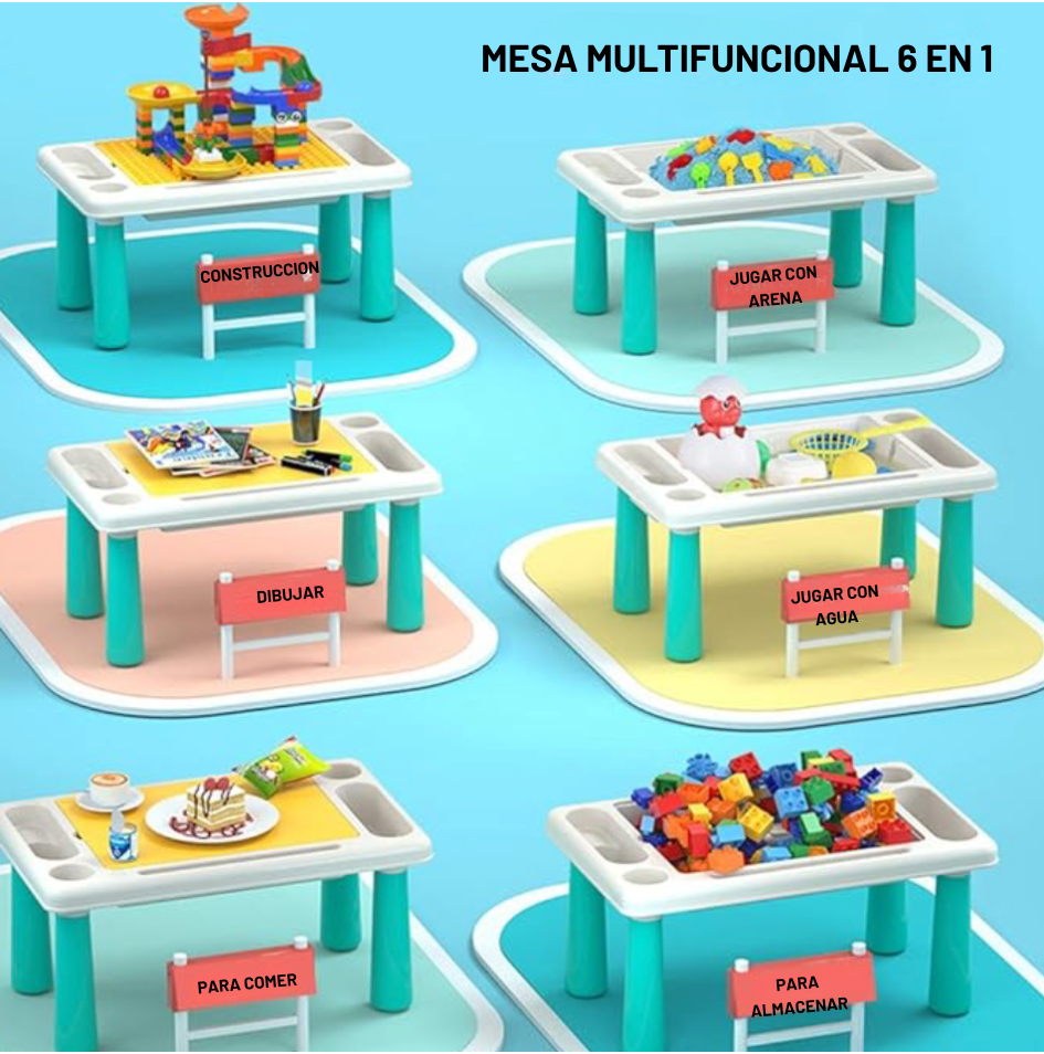 Mesa 6 en 1: Horas de Diversión y Creatividad sin Pantallas.