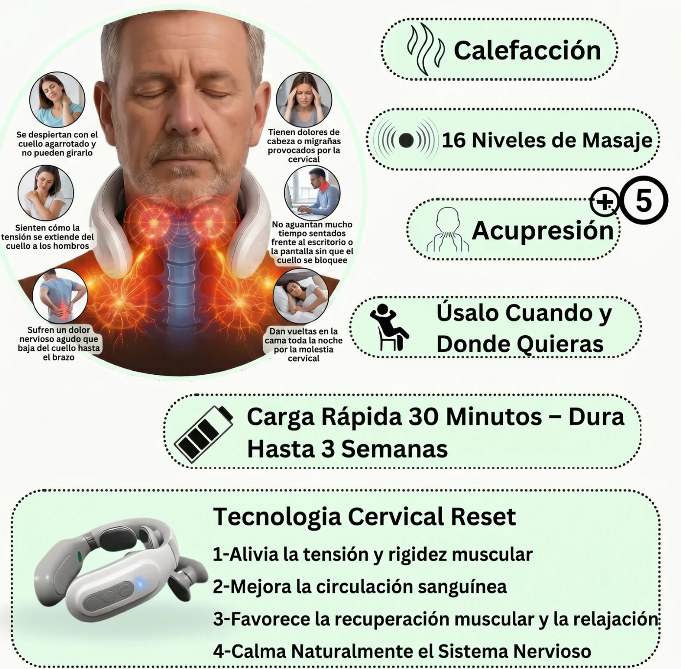 Masajeador cervical. Adiós tensión, hola movilidad en minutos.