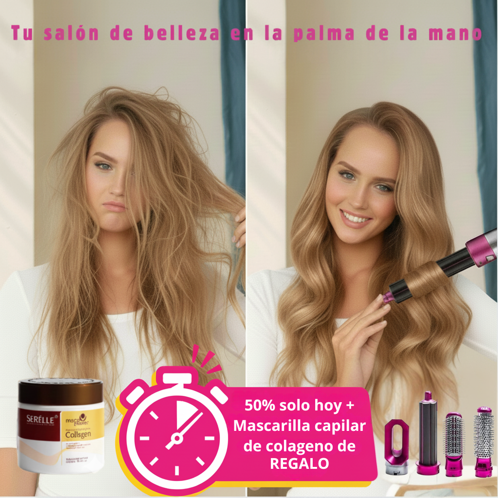Cepillo 5 en 1 + Mascarilla Capilar: repara, nutre y moldea tu cabello.