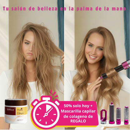 Cepillo 5 en 1 + Mascarilla Capilar: repara, nutre y moldea tu cabello.